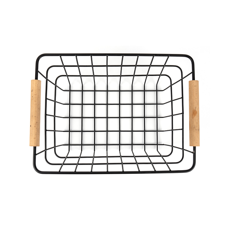 Trådoppbevaringskurver med trehåndtak for kjøkken og pantry