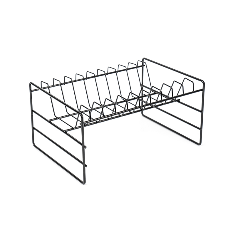 Svart multifunksjonelt oppbevaringsstativ for vask for redskaper