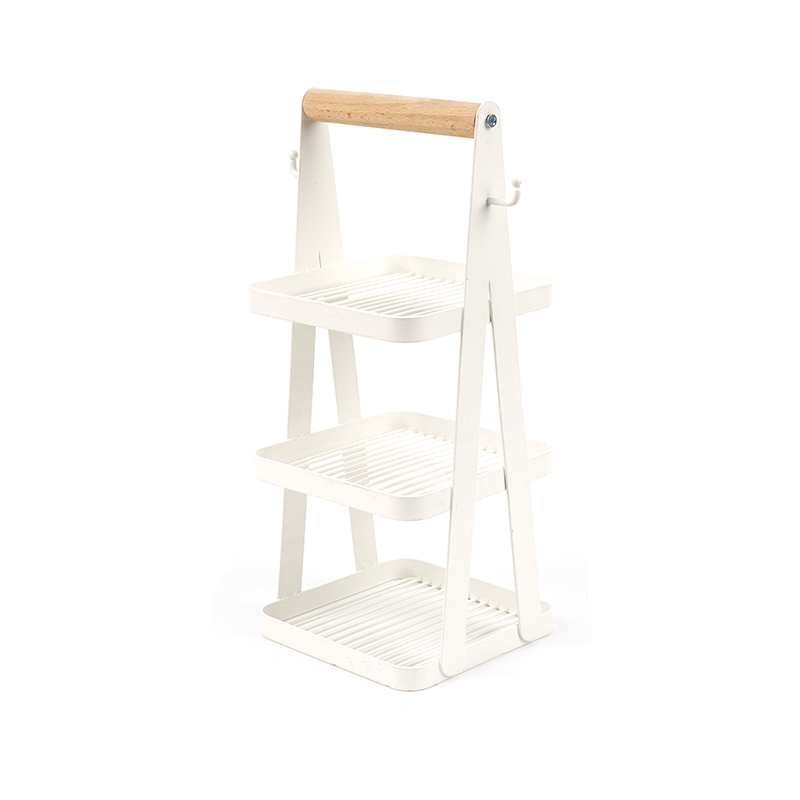 bærbar oppbevaringskurv 3 lags trehåndtak