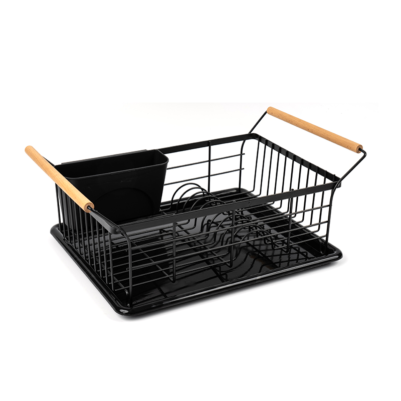 Tørkestativ for skål og tallerken med trehåndtak