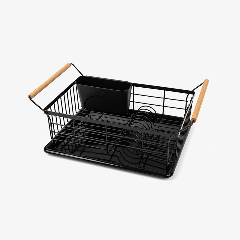 Tørkestativ for skål og tallerken med trehåndtak