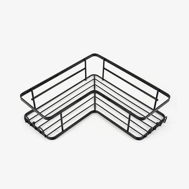 Sort hjørnedusj Caddy Veggmontert rustfritt stål