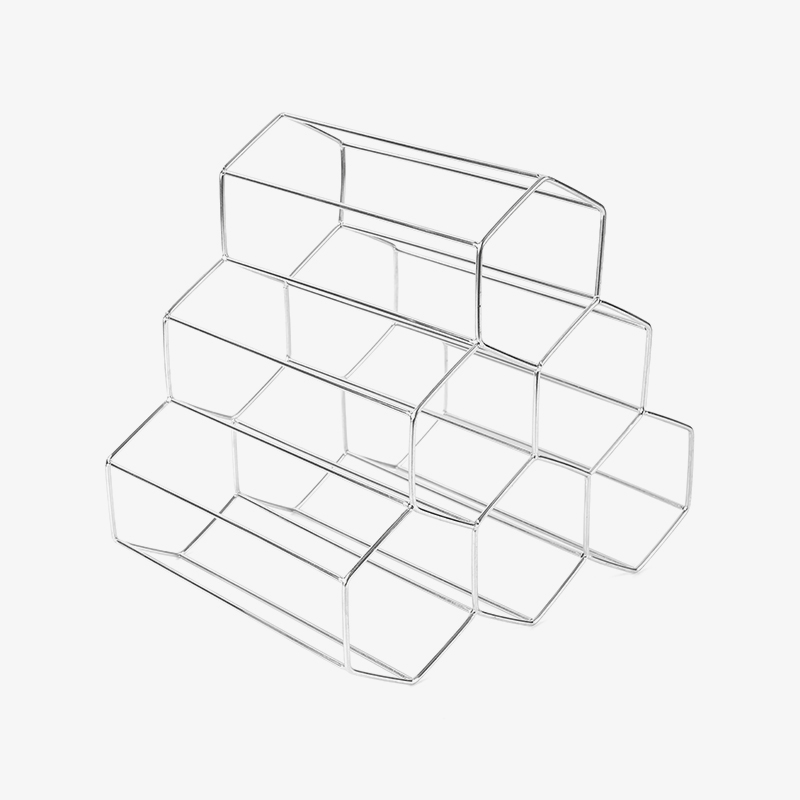 3-lags frittstående vinflaskestativ for benkeplate