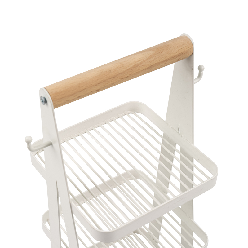 bærbar oppbevaringskurv 3 lags trehåndtak