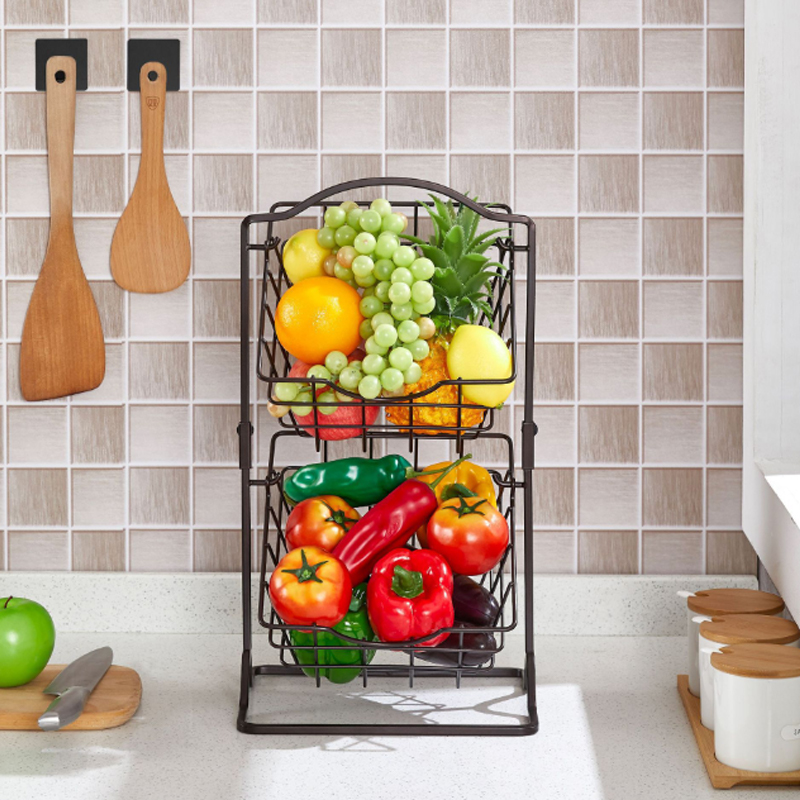2-lags fruktkurv i metall for kjøkkenbenk