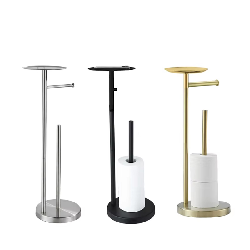 Frittstående toalettpapirholder med oppbevaringshylle